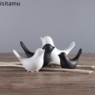 Isitaft ประติมากรรมนกห้องนั่งเล่นตกแต่งโต๊ะสีดําสีขาวสไตล์นอ…