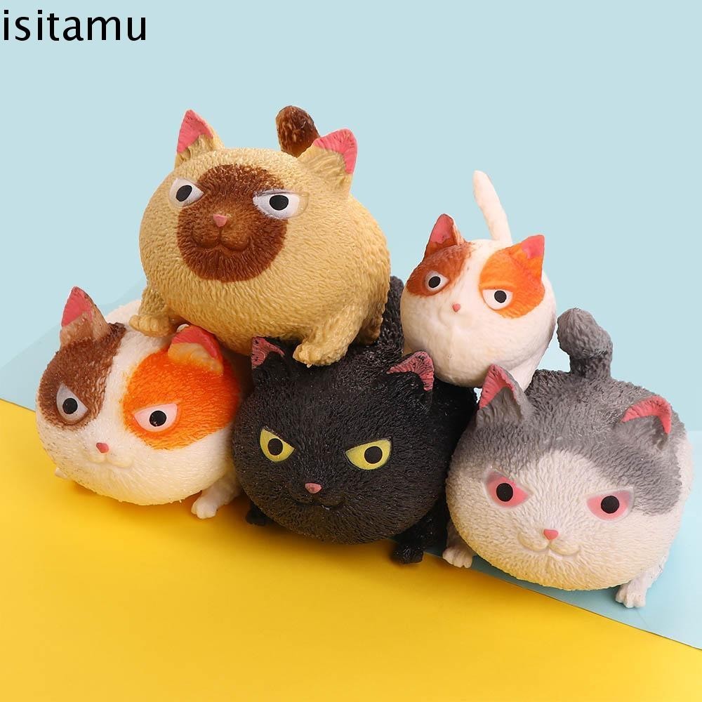 Isitaft บีบสัตว์นุ่มน่ารัก Antistress Cat-shape มินิสัตว์ Angry Cat Fidget ของเล่นแมว
