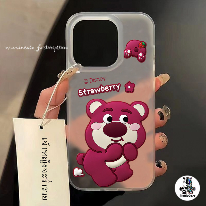 niuniu- Strawberry Bear เคสโทรศัพท์ โปร่งแสง For เคสไอโฟน11 iPhone 11 12 13 14 15 Pro Max X XS 7 Plus XR เคส ซิลิโคนนุ่ม