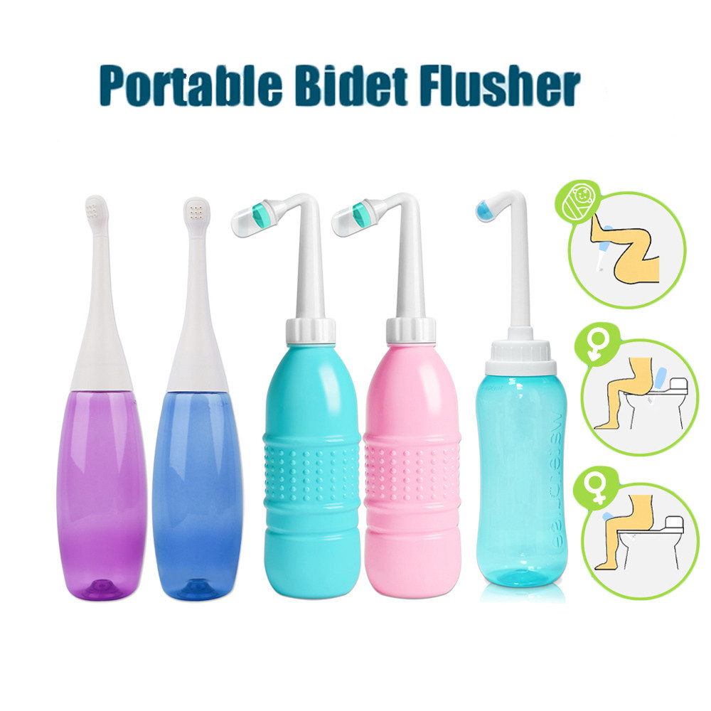 1pcs แบบพกพา 400ml/450ml/500ml Sprayer ทําความสะอาดส่วนบุคคลมือถือที่นั่ง 500ml ห้องน้ํา Bidet Tackle สุขอนามัยซักผ้า Travel EVA ขวดแบบพกพา