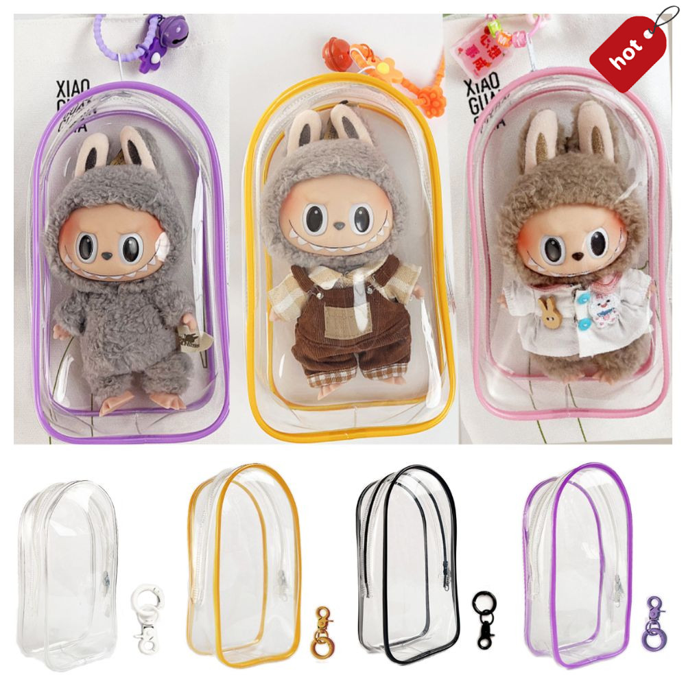 ของเล่นตุ๊กตาจาก Labubu เหมาะสำหรับใส่ของเล่นขนาด 17 ซม.สีใส Labubu กระเป๋ากลางแจ้ง และผ้าเดินทางผ้าใบกันน้ำถุงใส่ของกันน้ำถุงใส่ของ และหูหิ้ว