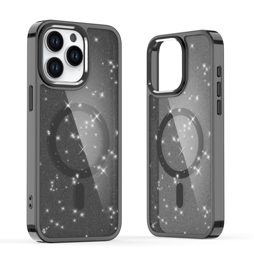 Samsung Galaxy A55 A15 A35 A05S A05 A25 S24 FE Ultra Plus S23 FE รถติดตั้งแม่เหล็ก Glitter Hard Glossy อะคริลิคกรณี Delicate Touch Shock Proof เคสโทรศัพท์