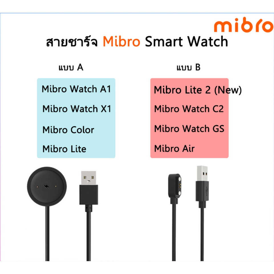 สายชาร์จ Mibro Lite2 / Watch A1 /  Watch X1/ Color / Air / Mibro Watch C2 / Watch GS/ T1 charger