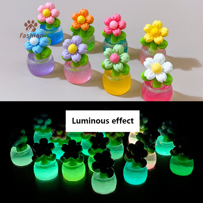 [แฟชั่น] 1 ชิ้นดอกไม้ครอบงําเครื่องประดับไมโครสวนภูมิทัศน์ตกแต่ง DIY เรซิ่นเรืองแสงบ้านห้องนั่งเล่นตกแต่งห้องนอน {TH}