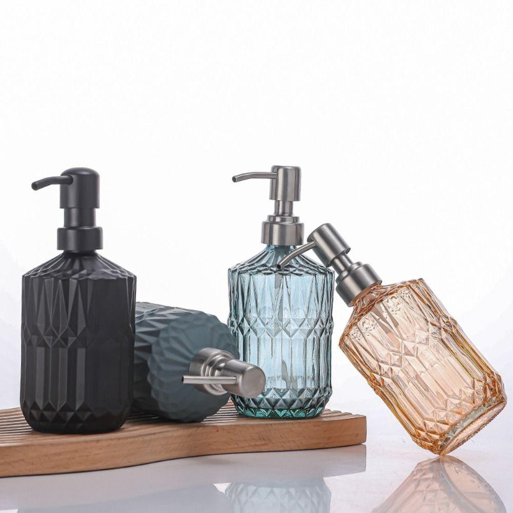 Trendyzone ขวดโลชั่นแชมพู, ปั๊มกด 450 มล. เครื่องจ่ายสบู่แบบแมนนวล, แก้วขวดเจลทําความสะอาดมืออุปกรณ์เสริมในห้องน้ําสไตล์นอร์ดิก