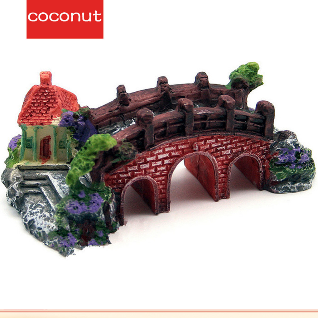 Coco1/2/3/5 Aquariumเรซิ่นปราสาทตกแต่งตู้ปลาปราสาทเครื่องประดับถังปลาพิพิธภัณฑ์สัตว์น้ําอุปกรณ์เสริมตกแต่งสามสะพานตา