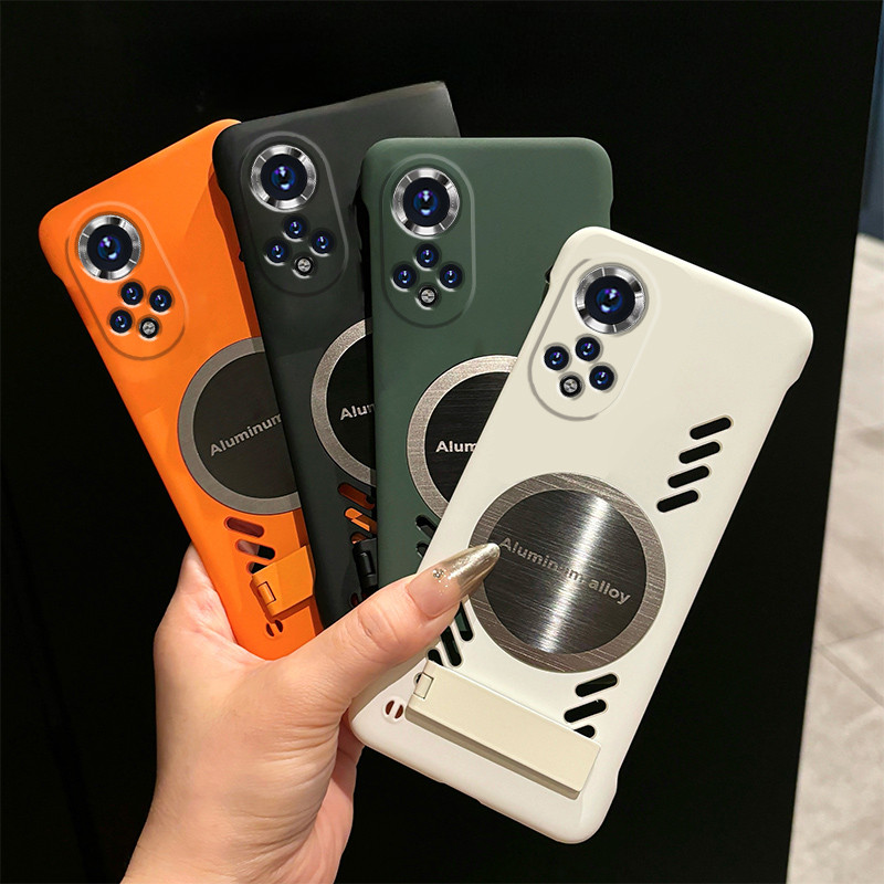 สําหรับ Huawei Nova Y60 9 8 7 Pro SE P60 P50 P40 P30 Pro P60 ART Mate 50 40 30 Pro เคสโทรศัพท์ Ultra-thin Frameless แม่เหล็กรถธุรกิจฝาครอบที่มองไม่เห็นผู้ถือ