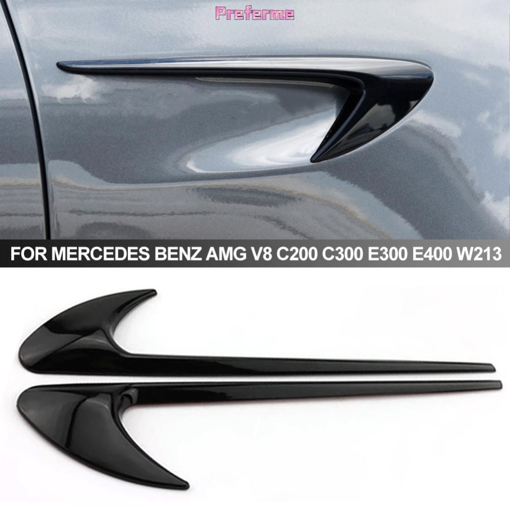Preferme 2 ชิ้นรถสติกเกอร์ด้านข้าง Vent Fender Trim Emblem Blade โลโก้ Trim สําหรับ Mercedes Benz AM