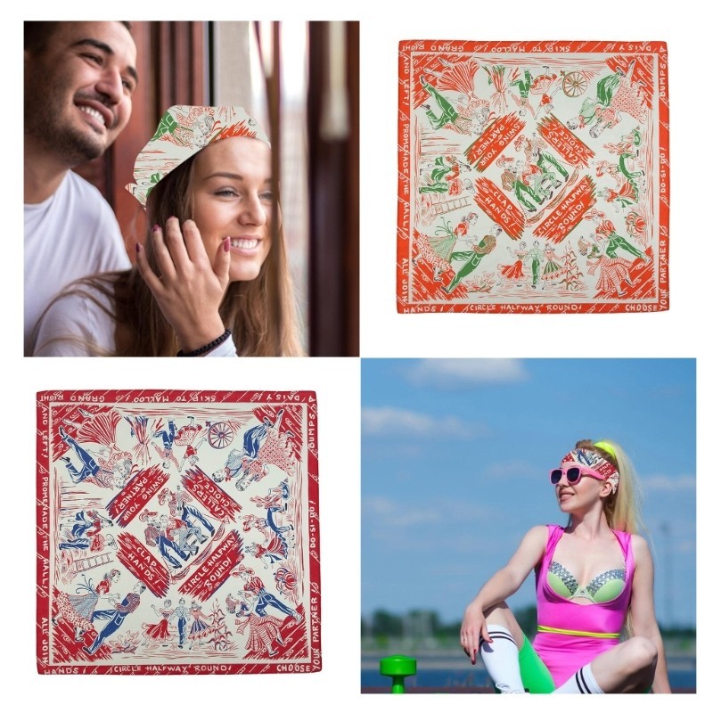 Cons 21 Dancing Bandana Head Scarf Hip Hop Halloween Turbans Head Scarf สําหรับ Rapper