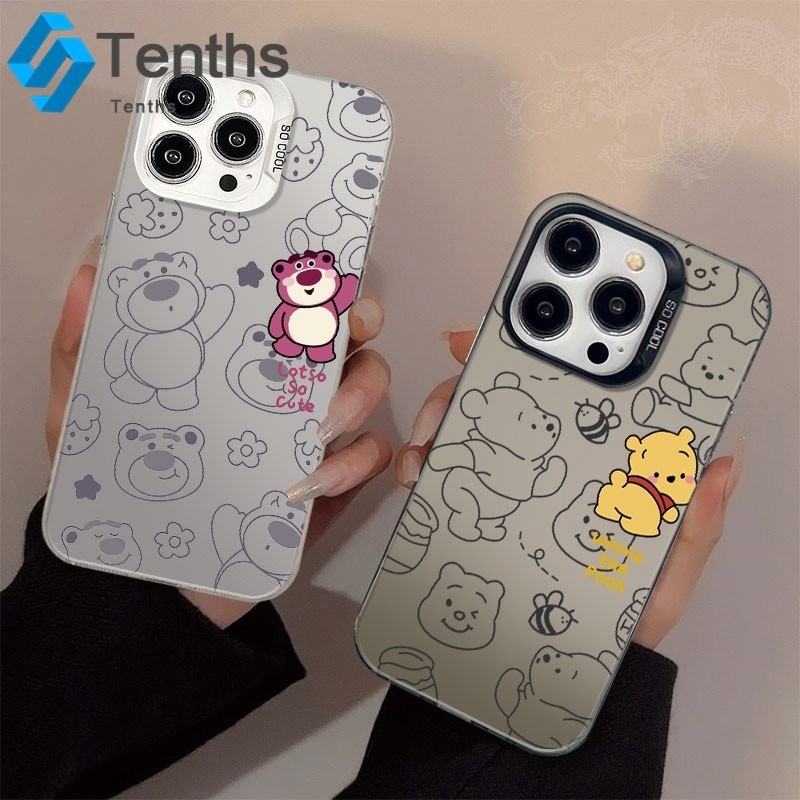 กรณีเงินสี for IPhone 8 7 Plus 11 1213 15 14 Pro Max X XR Xs Maxการ์ตูน Losto หมี Winnie เปลือกอ่อน