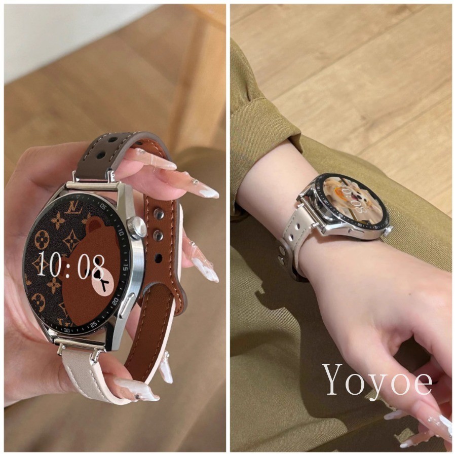 สายนาฬิกาหนังนุ่มสําหรับ Samsung Galaxy Watch 7/6/5/5 Pro ขนาด 20/22/40/42/43/44/45/46/47 มม.