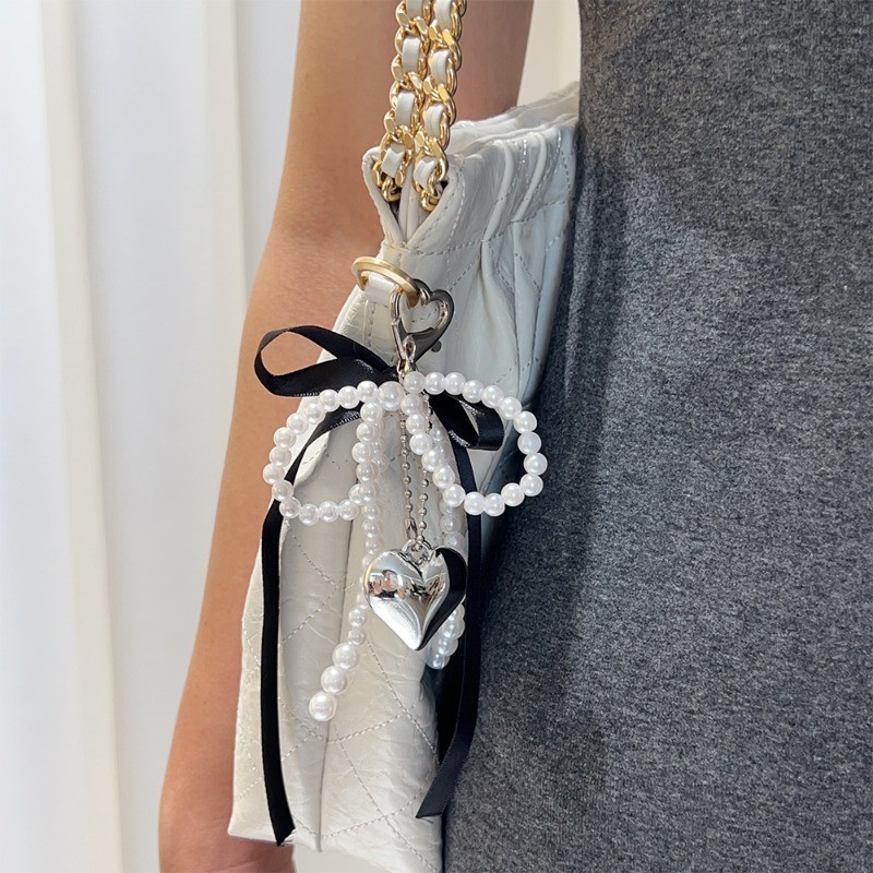 พวงกุญแจริบบิ้นโบว์มุกประณีต-จี้กระเป๋าโบว์ลูกปัดหวาน-ตกแต่งสาวที่สง่างามสําหรับกระเป๋าและโทรศัพท์ - รูปที่ 4