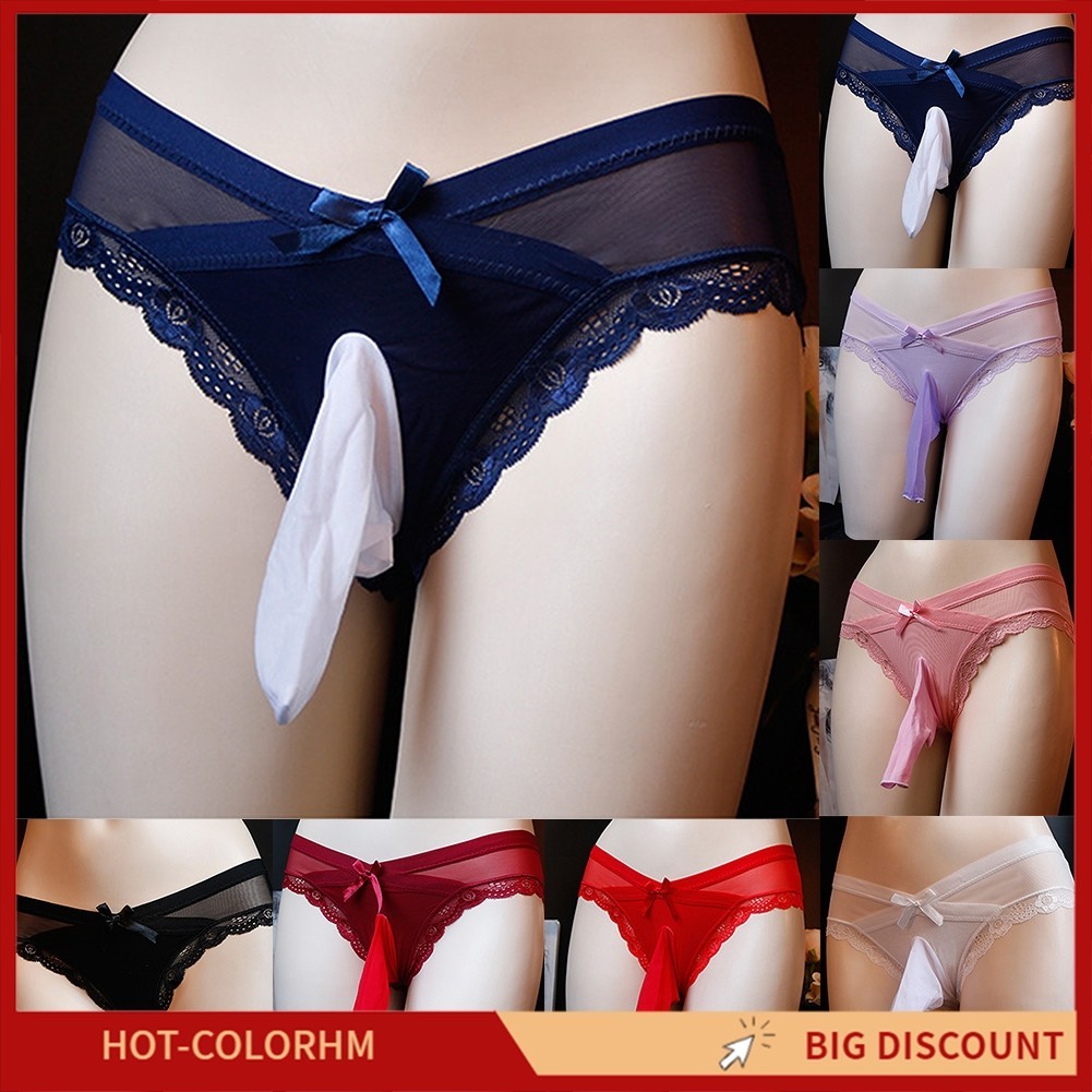 [COLORHM]แฟชั่น Sissy Men Briefs ชุดชั้นใน Lacework Bowknot กางเกง Knickers กางเกง