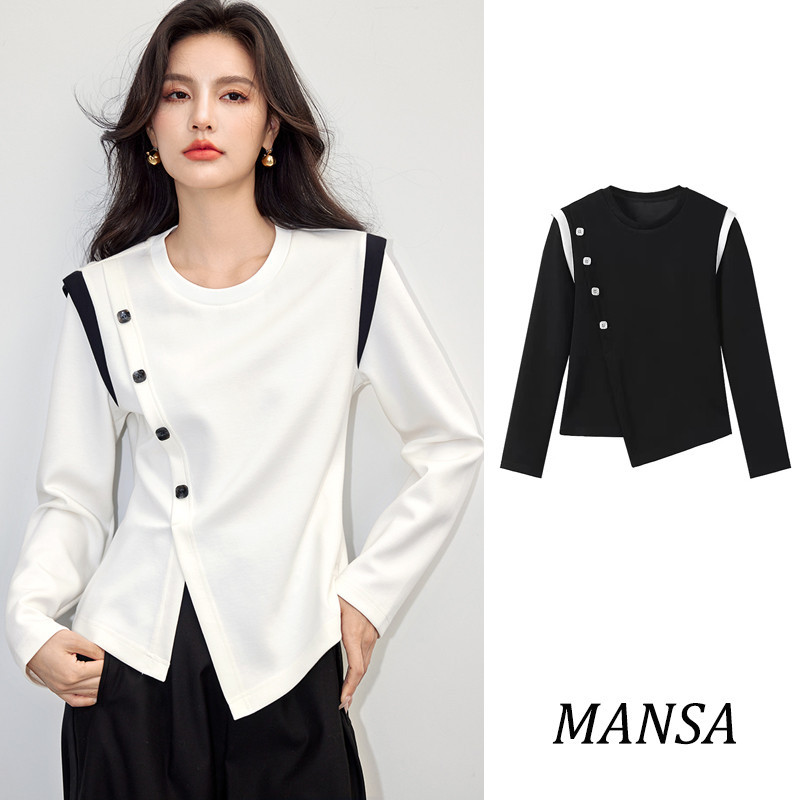 MANSA Long Sleeve Fall T-Shirt เสื้อผ้าแฟชั่นผู้หญิง เสื้อยืดผู้หญิง
