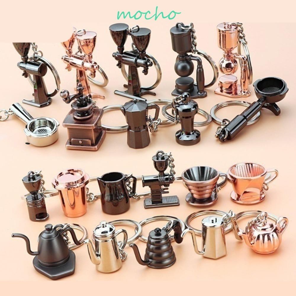 Mocho 3D สร้างสรรค์พวงกุญแจกาแฟ,น่ารักโลหะกาแฟจับพวงกุญแจ,มินิกาแฟPortafilterพวงกุญแจMini Creative Pitchersพวงกุญแจกาแฟบาริสต้าของขวัญ