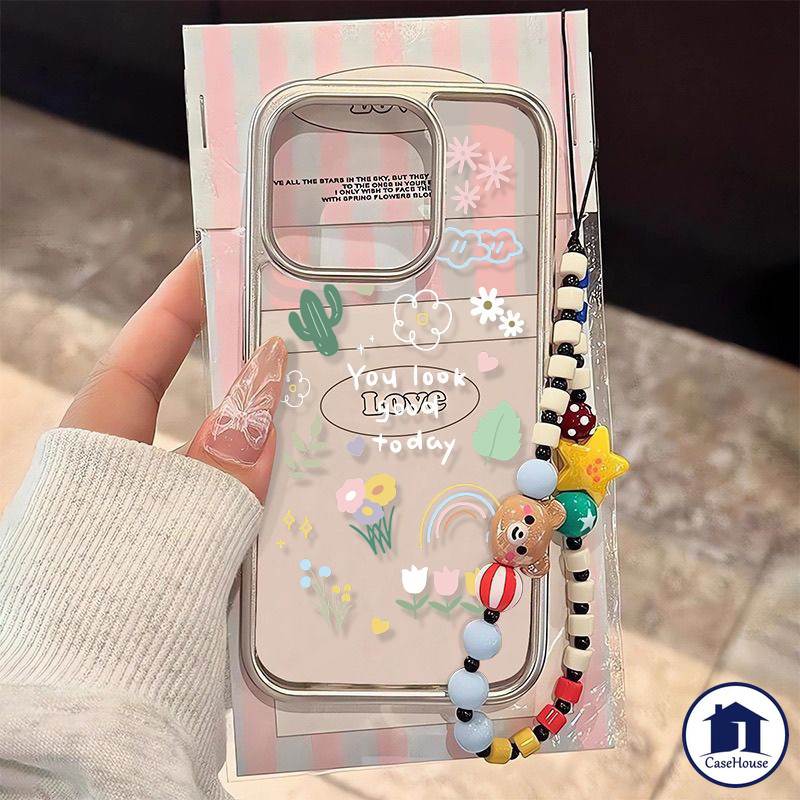 เคสนิ่มชุบใสลายดอกไม้เรียบง่าย เข้ากันได้กับ iPhone XR 7 8 14 Plus 13 11 14 15 12 Pro Max 11 12 15 13 Pro X XS MAX SE