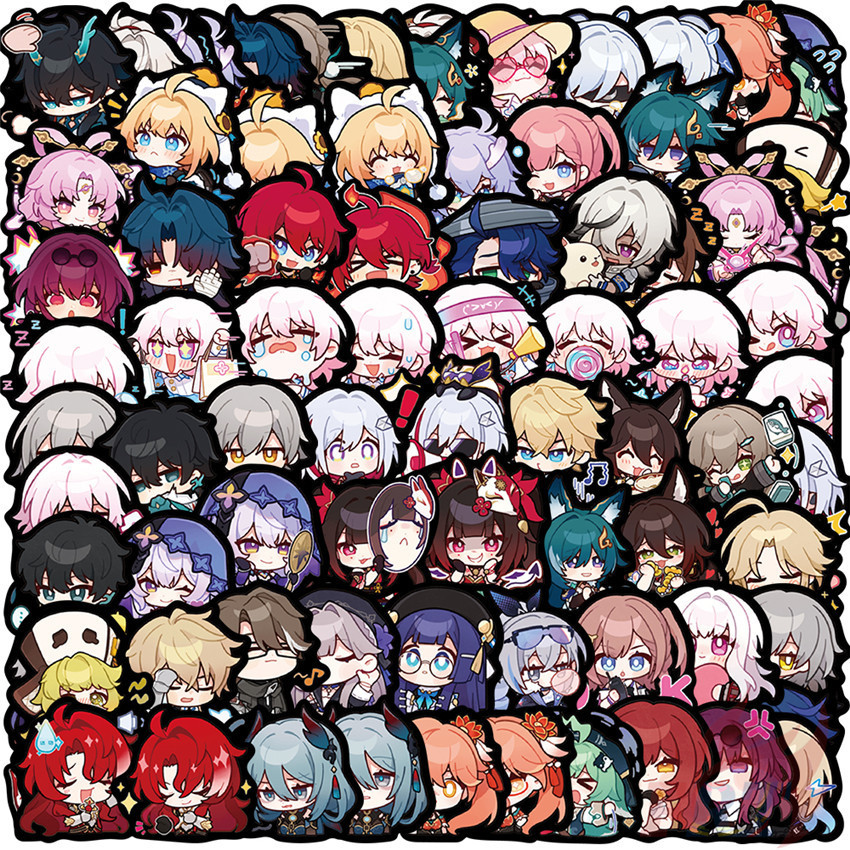 100ชิ้น/เซ็ต ❉ Q Honkai: รางดาว . สติ๊กเกอร์สีดําคลาสสิค ❉ Diy แฟชั่นสติ๊กเกอร์ Doodle กันน้ํา
