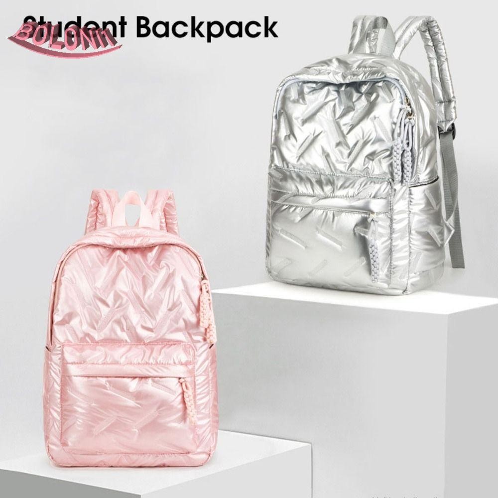 Bo Bubble กระเป๋าสะพาย, สีทึบ Cloud Space Cotton กระเป๋าเป้สะพายหลัง, Vintage จีบ Knapsack ปรับสายคล้องไหล่กระเป๋านักเรียนนักเรียนทุกวัน