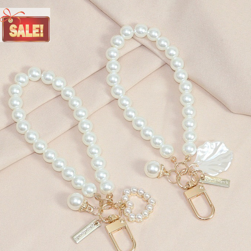 Bl 1PC DIY หัวเข็มขัดแหวนตะขอ Key ผู้ถือกระเป๋าจี้พวงกุญแจโทรศัพท์มือถือกรณี Chain Pearl String กระเป๋าจี้เครื่องประดับ A – โปรปัง