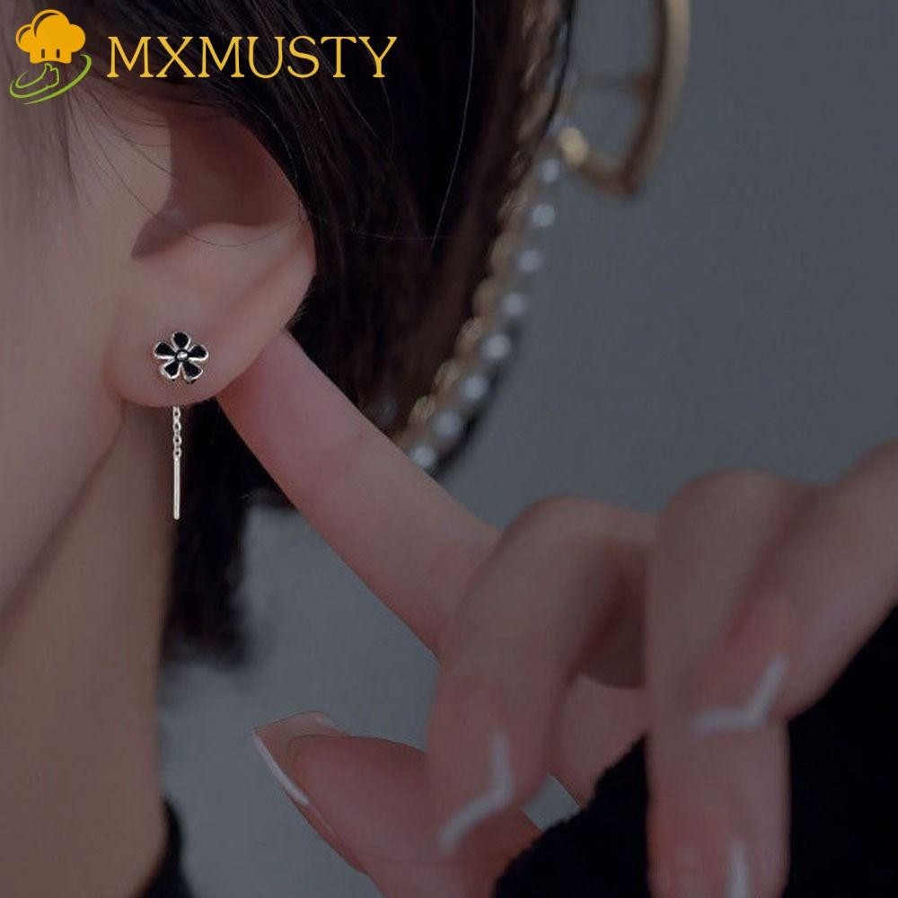 Mxmusty ดอกไม้พู่ต่างหู,ความรู้สึกขั้นสูงประณีตต่างหูพู่ยาว,เครื่องประดับอุปกรณ์เสริมหรูหราหวานน่ารัก บุปผา หูกระดุมพรรค