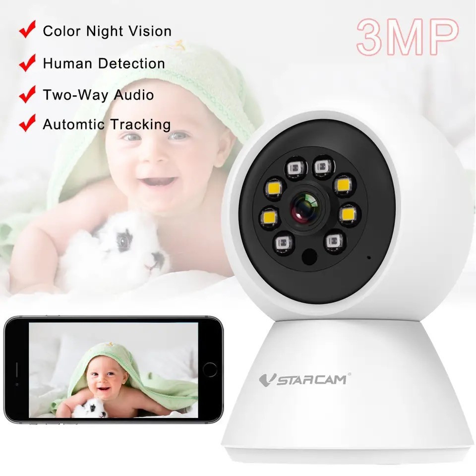 คมชัด Vstarcam C991 ( ใหม่ล่าสุด 2024) กล้องวงจรปิดใช้ในบ้านไร้สาย ความละเอียด 3MP มีระบบ AI+