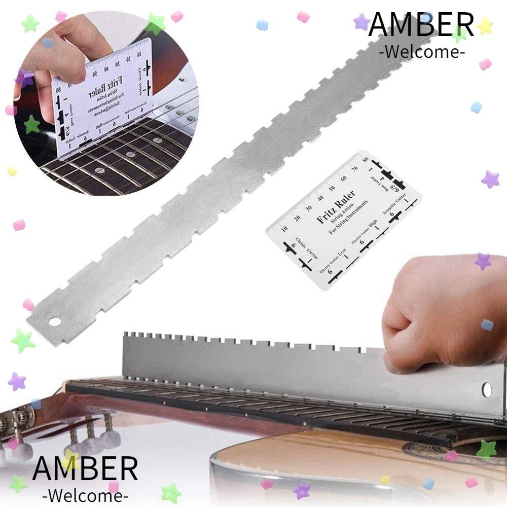 Amber เกจวัดระดับคอกีตาร์ ขอบตรง พร้อมไม้บรรทัด สําหรับกีตาร์