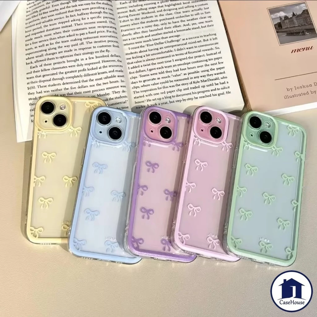 เคสนิ่มใสมีโบว์เรียบง่าย เข้ากันได้กับ OPPO A38 A6x A5 A3X A60 A16 A54 A58 A17 A18 A12 A5s A7 A15 A53 A3s A5 A57 A9 A35