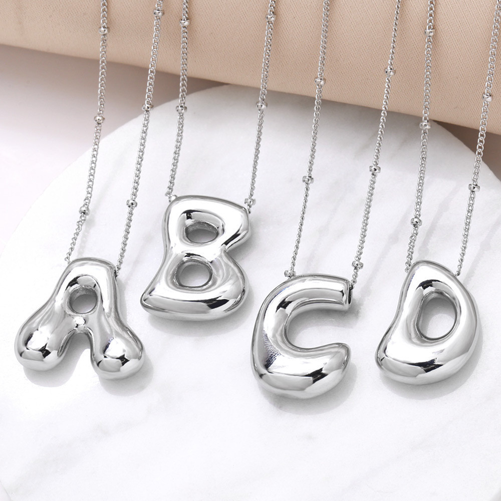 ขายร้อน 26 สีจอง Platinum ตัวอักษรภาษาอังกฤษจี้สร้อยคอ All-Match Hip-Hop Gold-Plated Glossy C