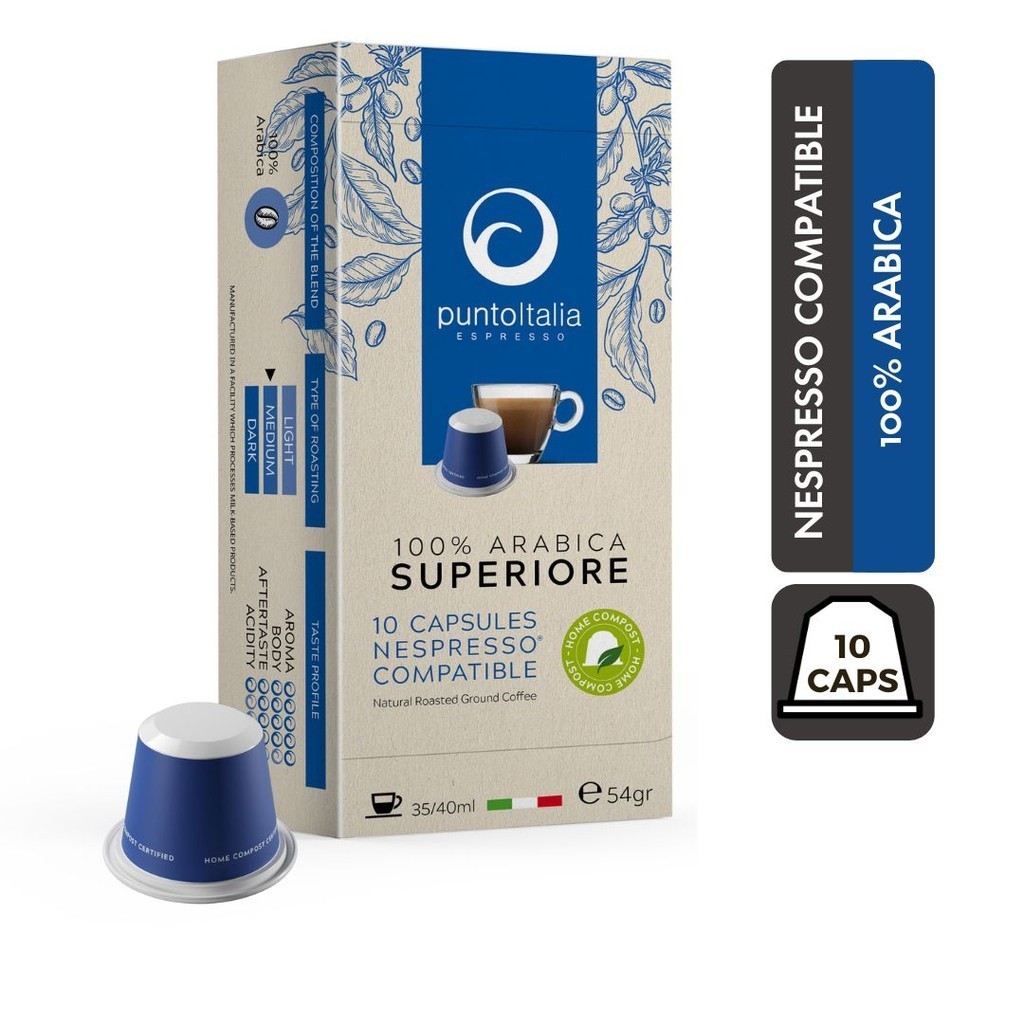 Punto Italia Espresso กาแฟแคปซูล SUPERIORE อาราบิก้า 100% สำหรับเครื่อง Nespresso® (10 แคปซูล)