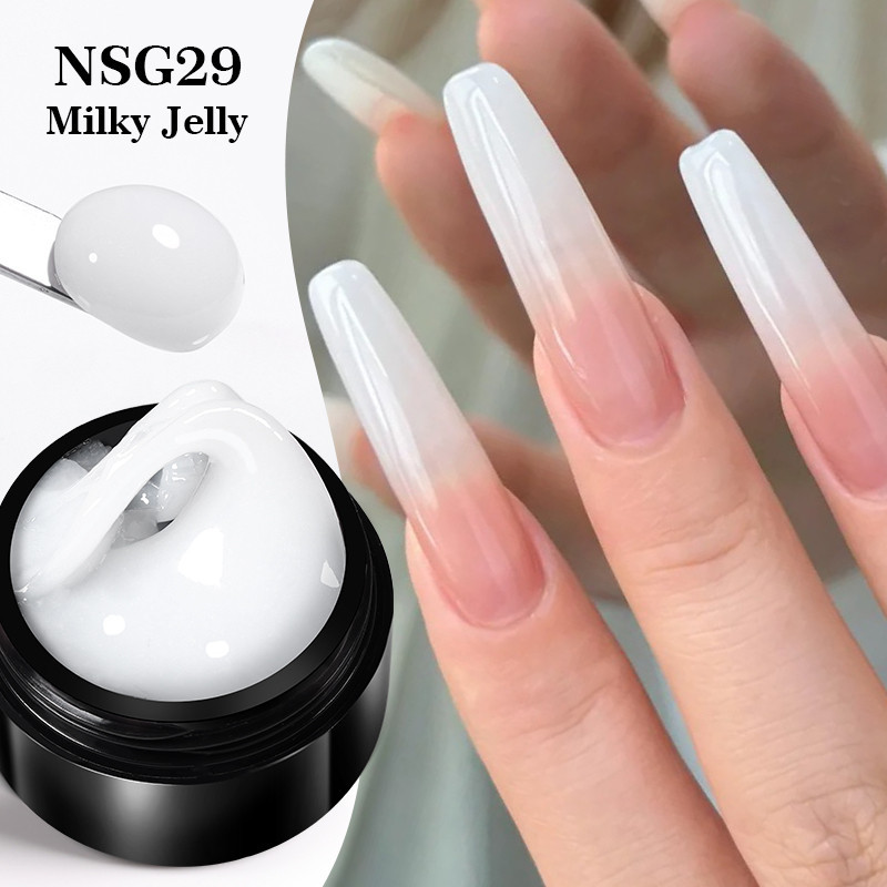 Born PRETTY 15ml Jelly Clear White Non Stick Hand Solid Extension Gel ยาทาเล็บ French Nails Finger Hard Gel