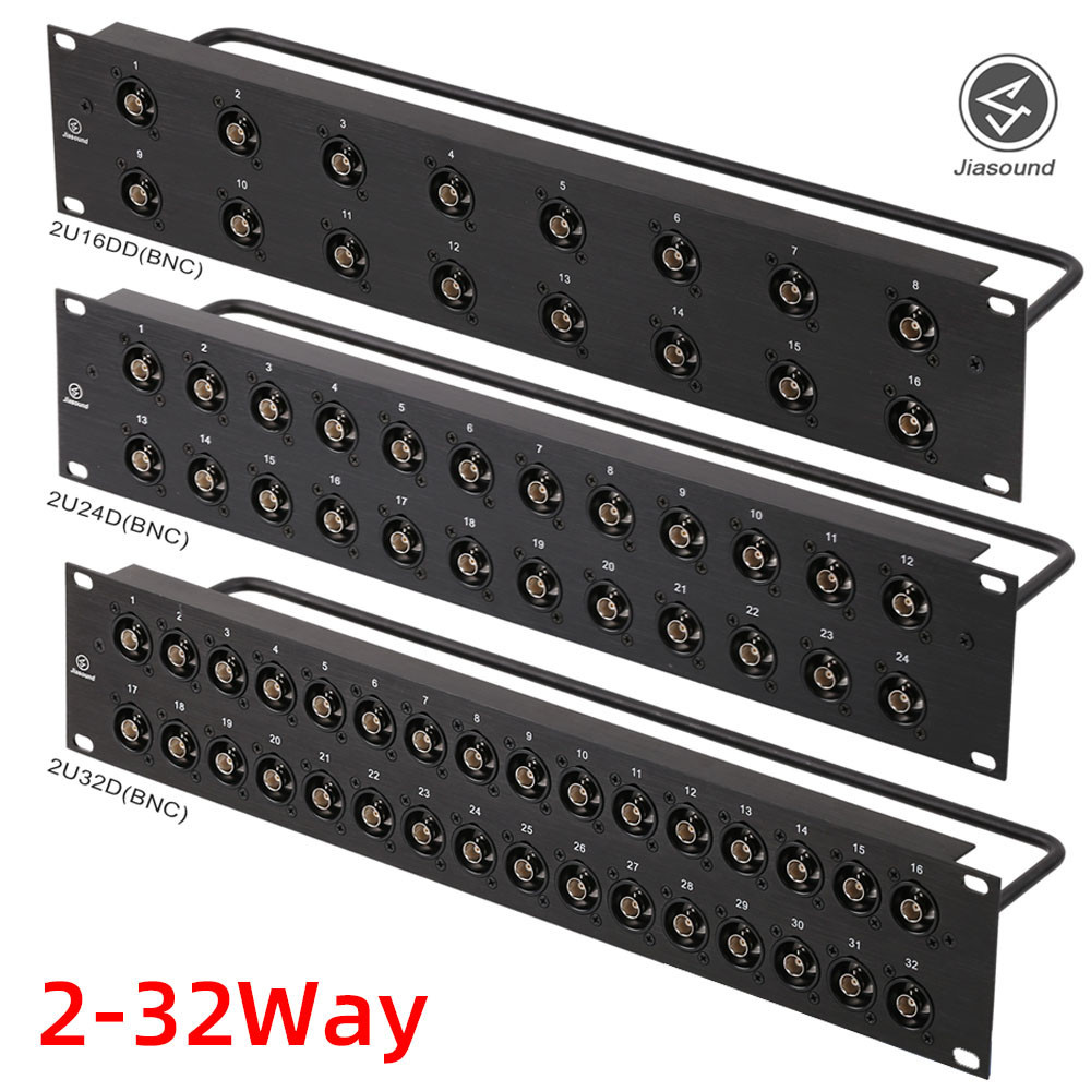 D ประเภท 1U 2U Rack Patch แผง 3G SDI/HD SDI BNC วิดีโอตู้ 1U แผงกระโดด 8 12 16 24 32 Way