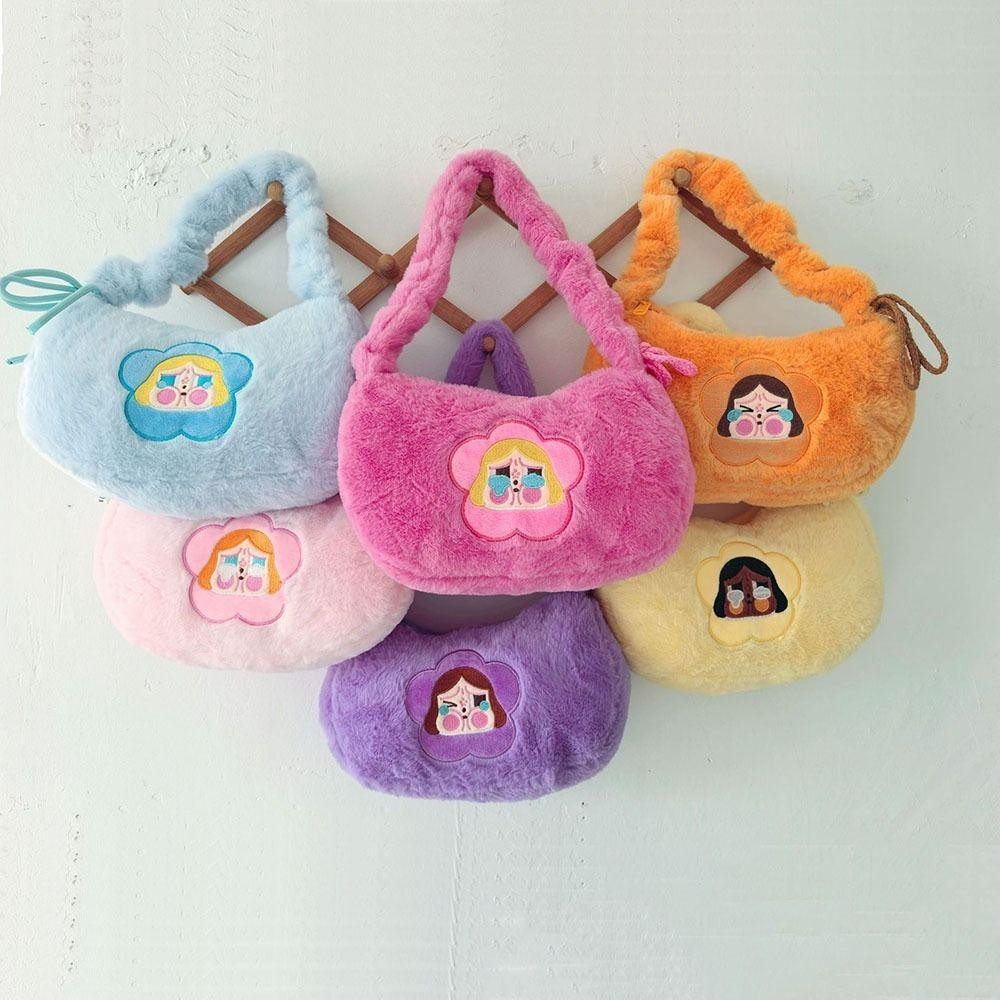 UUMIR กระเป๋าสะพาย POPMART The Powerpuff Girls Underarm Bag, Hot Sale Casual Trend Plush Handbag Lady