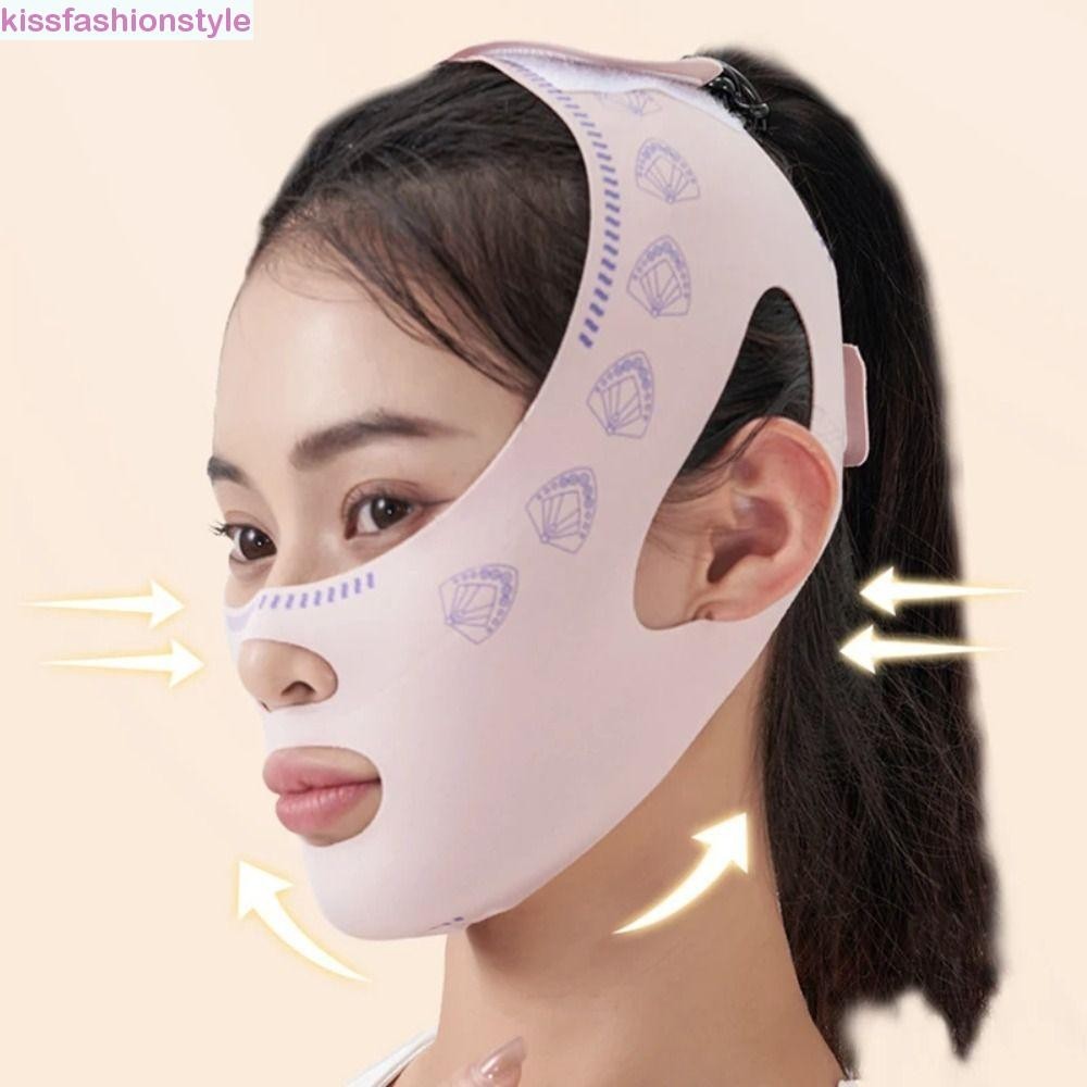 Kissfashionstyle หน้ากากเข็มขัดสายรัดใบหน้า, Lift Up Anti-Wrinkle Lift Oval Mask, ลดความยืดหยุ่นคางคู่ Sculpting Reusable Face Slimming สายคล้องคอ