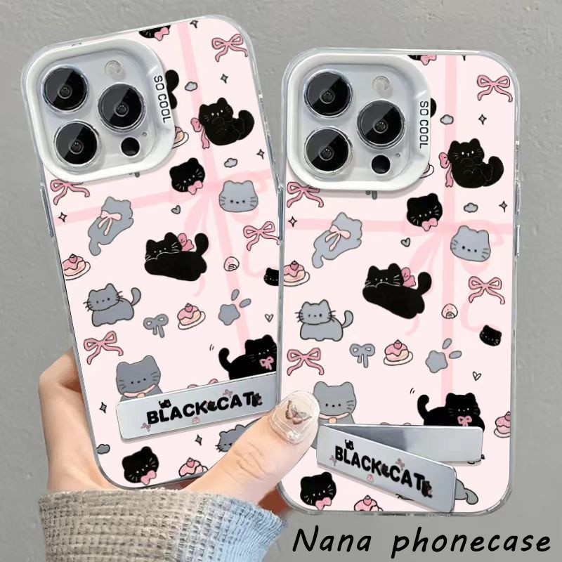 [สินค้าที่มีในสต็อก] เคสไอโฟน15 14 13 12 11ProMax Pro14/15plus xsmax xs xr IDM เคสโทรศัพท์แมวน่ารักพร้อมขาตั้ง