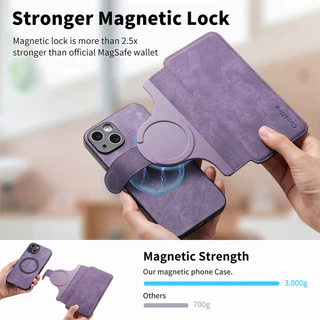 Flip หนังสําหรับ Magsafe ไร้สายชาร์จสําหรับ iPhone 17 16 15 14 Pro Max 12 13Pro ช่องเสียบการ์ดธุรกิจ