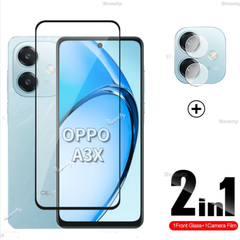 สําหรับ OPPO A3X 5G ป้องกันหน้าจอกระจกนิรภัยฟิล์ม OPPOA3X 4G 2024 กล้องกลับเลนส์ปกป้อง 9H ความแข็งล้