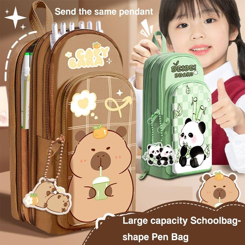 วูชู ดินสอ , คาปิบาระ/แพนด้า/นักบินอวกาศความจุขนาดใหญ่ปากกากระเป๋า,มัลติฟังก์ชั่หลายชั้นกระเป๋านักเรียน-รูปร่างปากกากล่องนักเรียนของขวัญ