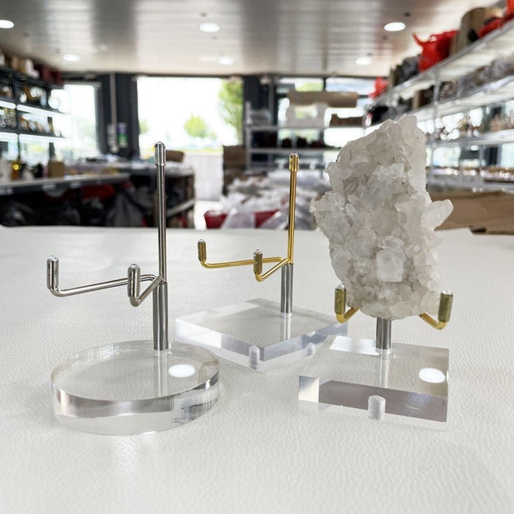 เนฟส์ ขาตั้งจอแสดงผลอะคริลิคใส,ฐานกลม/ตารางกรณียางนุ่มแขนโลหะผู้ถือคริสตัล,ทนทานมั่นคงง่ายต่อการติดตั้งรอยขีดข่วนหินของสะสมชั้นวางร็อค - รูปที่ 6