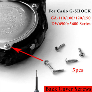 5 ชิ้นสแตนเลสนาฬิกาฝาหลังสกรูสําหรับ Casio G-Shock GA-110/120/150 DW6900/5600 Series พร้อมไขควง