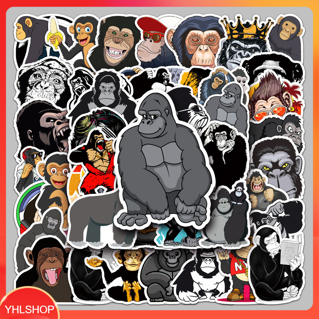 YHL พร้อมส่ง 50ชิ้น สติกเกอร์ ลิงกอลิล่า คิงคอง ชิมแปนซี gorilla kingkong Chimpanzee Monkey Sticker