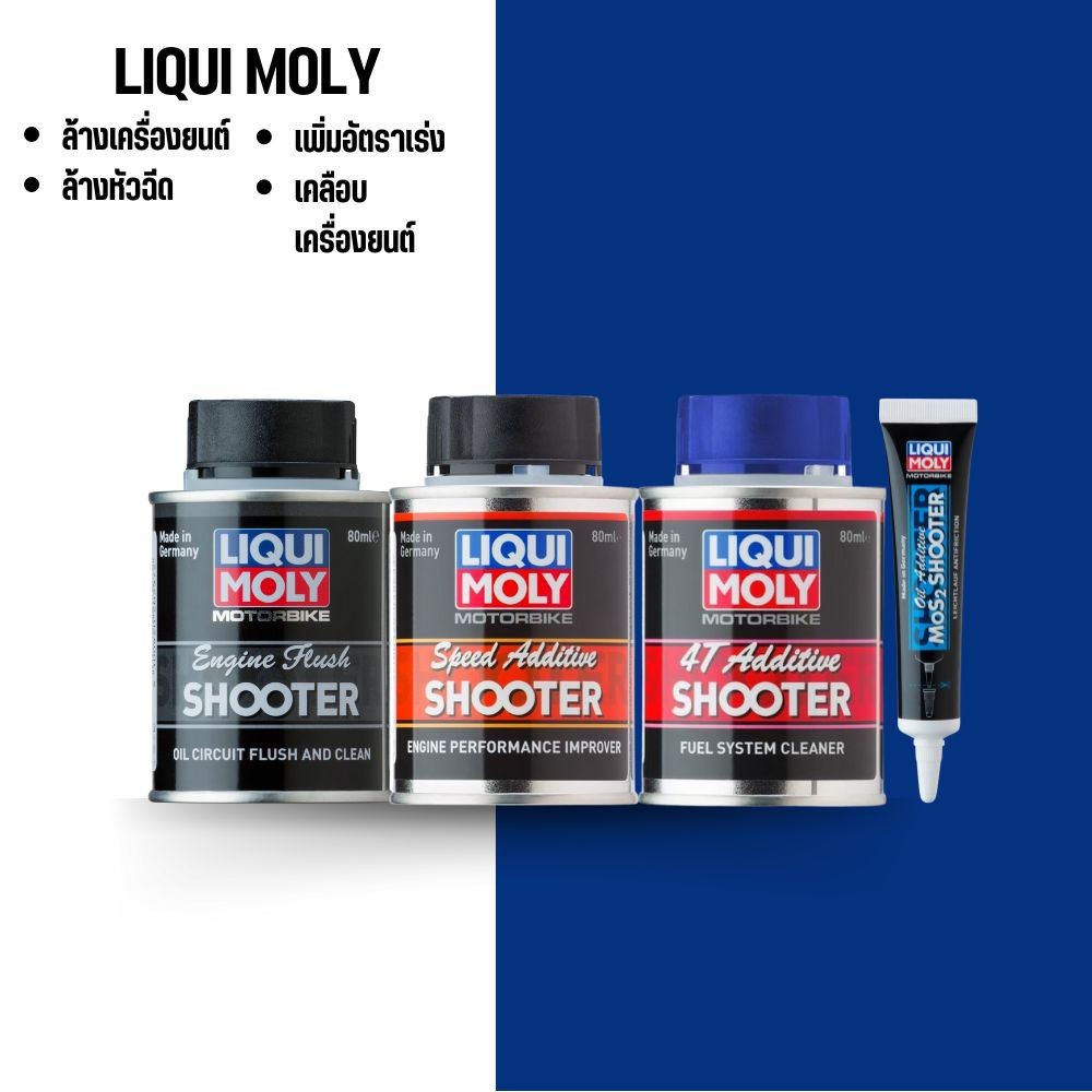 น้ำยาล้างหัวฉีดและเพิ่มสมรรถนะ Liqui Moly Motorbike 4T Additive Shooter 80 มล. สำหรับรถจักรยานยนต์