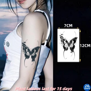 ปัดเกอร์ ผีเสื้อรูปแบบสักสาวเซ็กซี่แขนพืชสักสติกเกอร์รอยสักก…