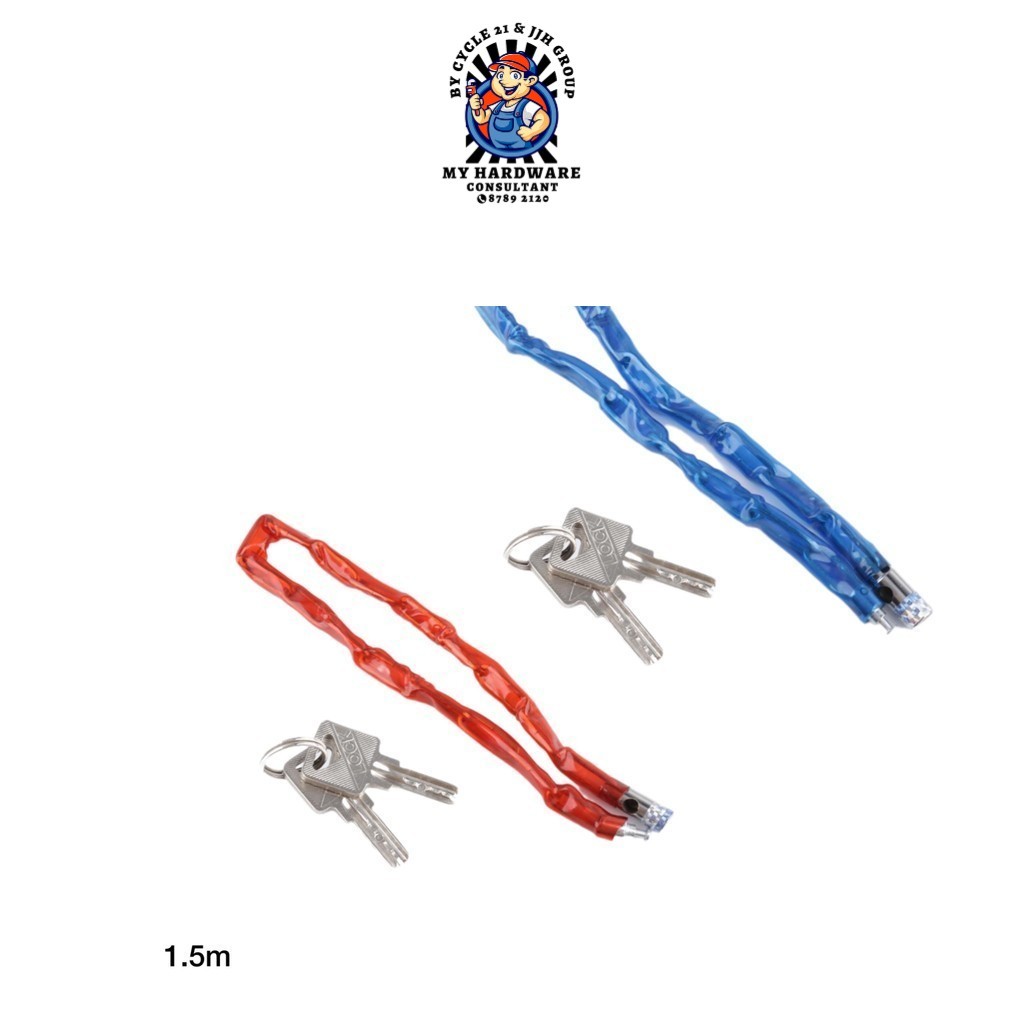 SG 1.5M Chains Combine Lock with Galvanissed Chain Bicycle Lock Chain Plastic Protection Hose Chain