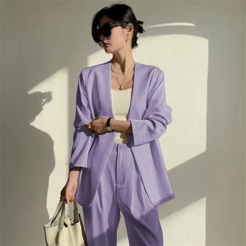 Spring and autumn purple suit suit for women 2024 new style casual temperament two-piece spring and 