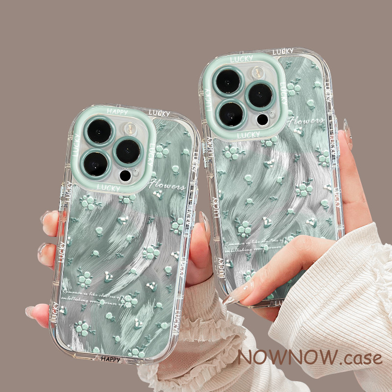 Iphone 15 14 13 12 11 Pro Max X XR Max 7 8 Plus INS สาวน่ารักลายดอกไม้สีชมพูเคสโทรศัพท์ Soft
