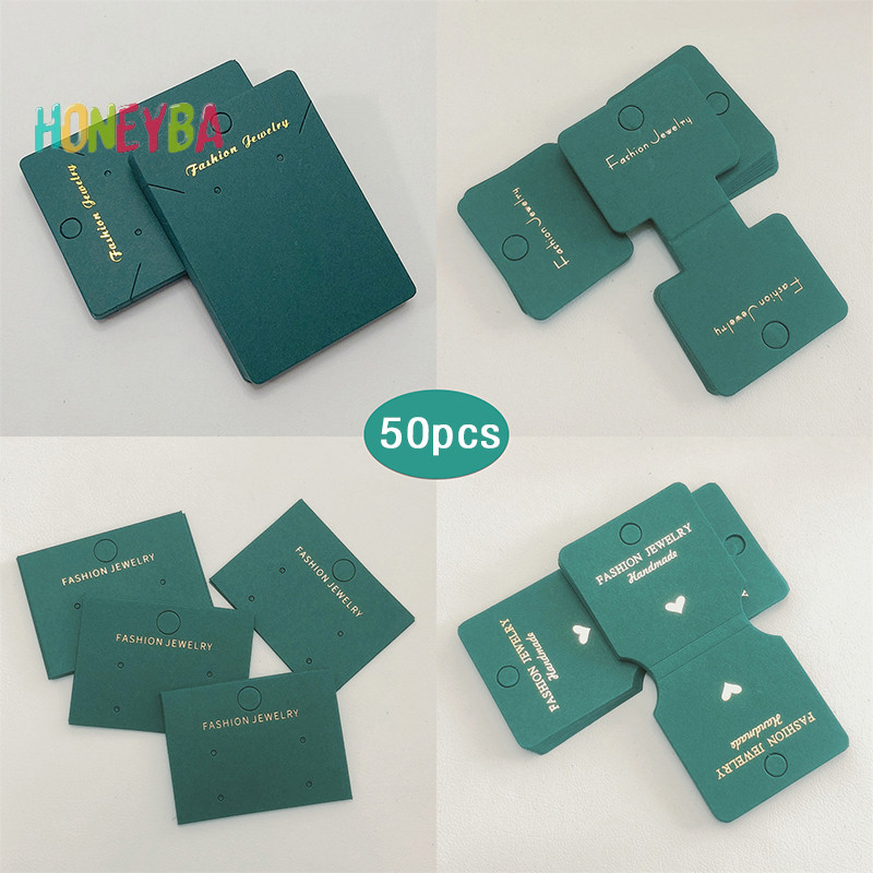 <Honeyba> 50 ชิ้น Simple ป้ายกระดาษการ์ด Handmade ของขวัญแท็กเครื่องประดับแสดงแท็กการ์ดคลิปผมอุปกรณ์เสริมผมพับแพคเกจการ์ด Nice
