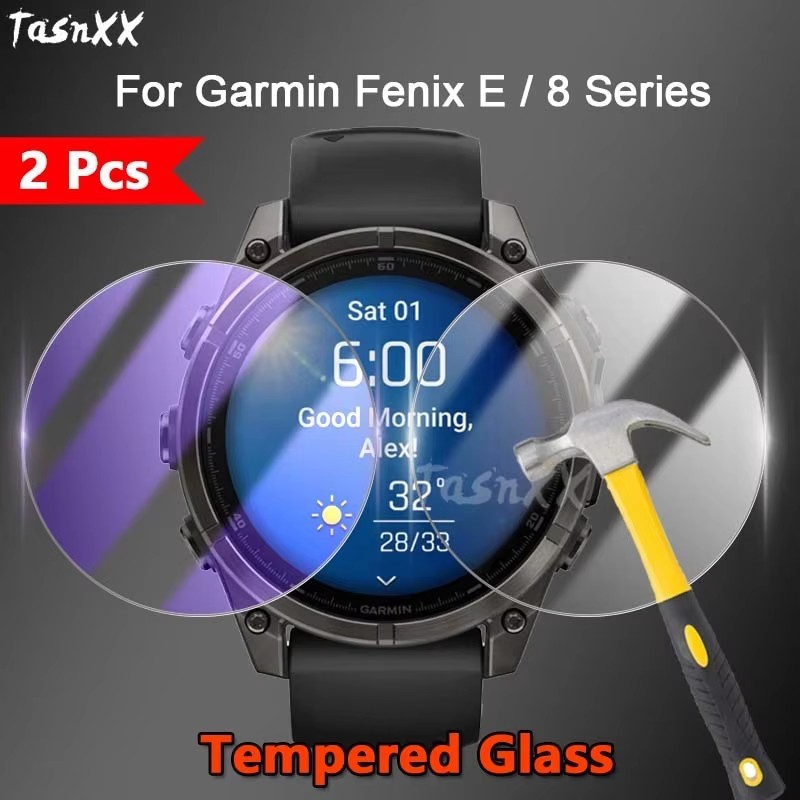 1/2/3/5 PCS สําหรับ Garmin Fenix 8 E AMOLED พลังงานแสงอาทิตย์ 43 47 51 มม.2.5D Slim HD Clear/Anti สีม่วง 9H กระจกนิรภัยป้องกันหน้าจอฟิล์ม