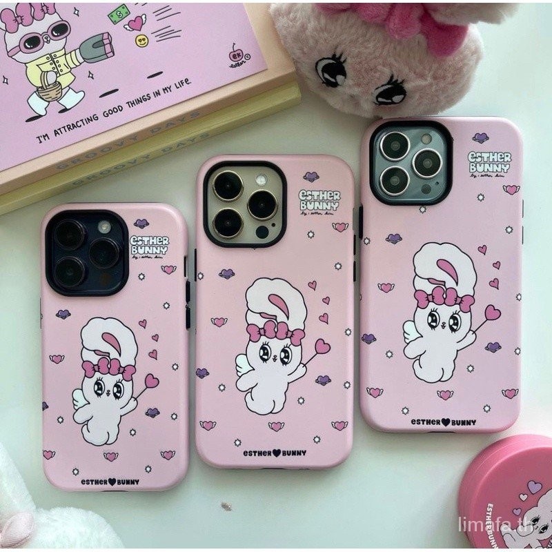 การ์ตูนน่ารักน่ารักกระต่ายเคสโทรศัพท์ iPhone สำหรับ iPhone 11PROMAX 12PROMAX 13 14 15 PRO MAX 13pro 14Pro xsmax XR 8PLUS 14Plus 2 in 1เคสโทรศัพท์