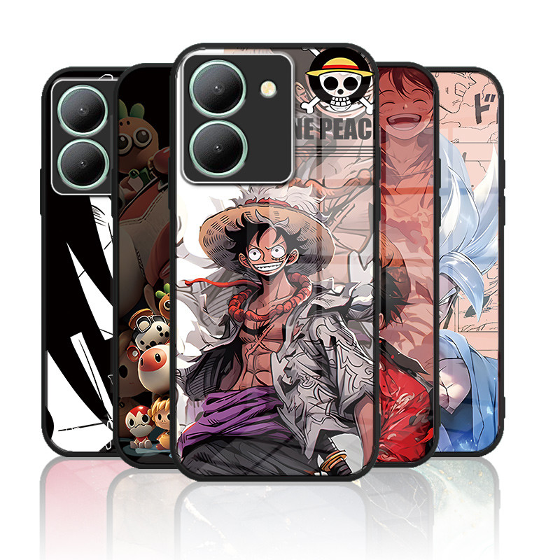 เคสกระจก VIVO Y36 4G Y27 5g Y27s Y36 5g เคสกระจกนิรภัยฮาร์ดฝาหลังขอบซิลิคอนอ่อน