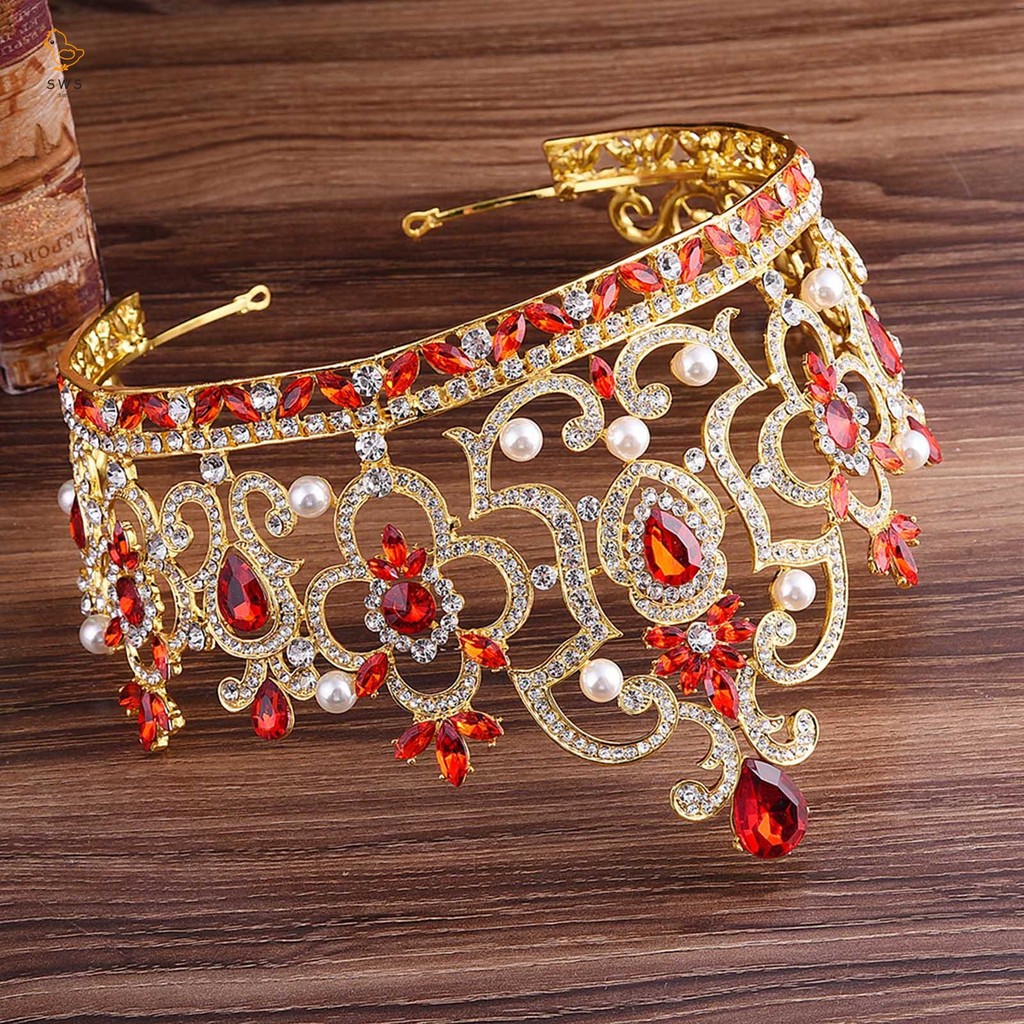 ยุโรปสไตล์บาร็อคมงกุฎเจ้าสาวประกาย Rhinestones ผู้หญิง Tiara Crown